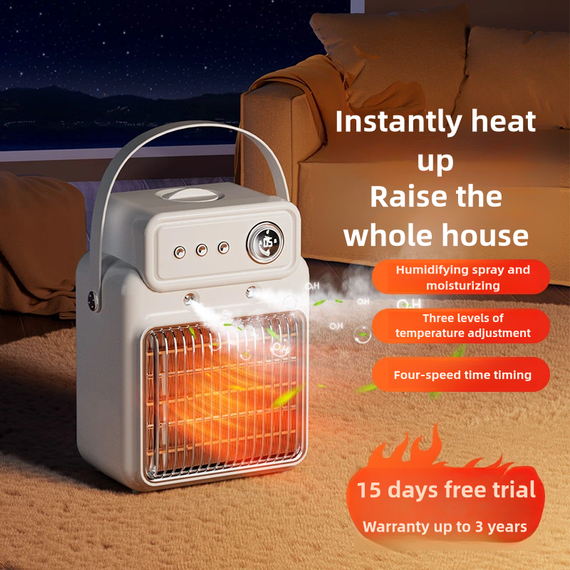 1200W Electric Room Fan Heater with Humidifier Fast Heating LED Display Overheat Protection