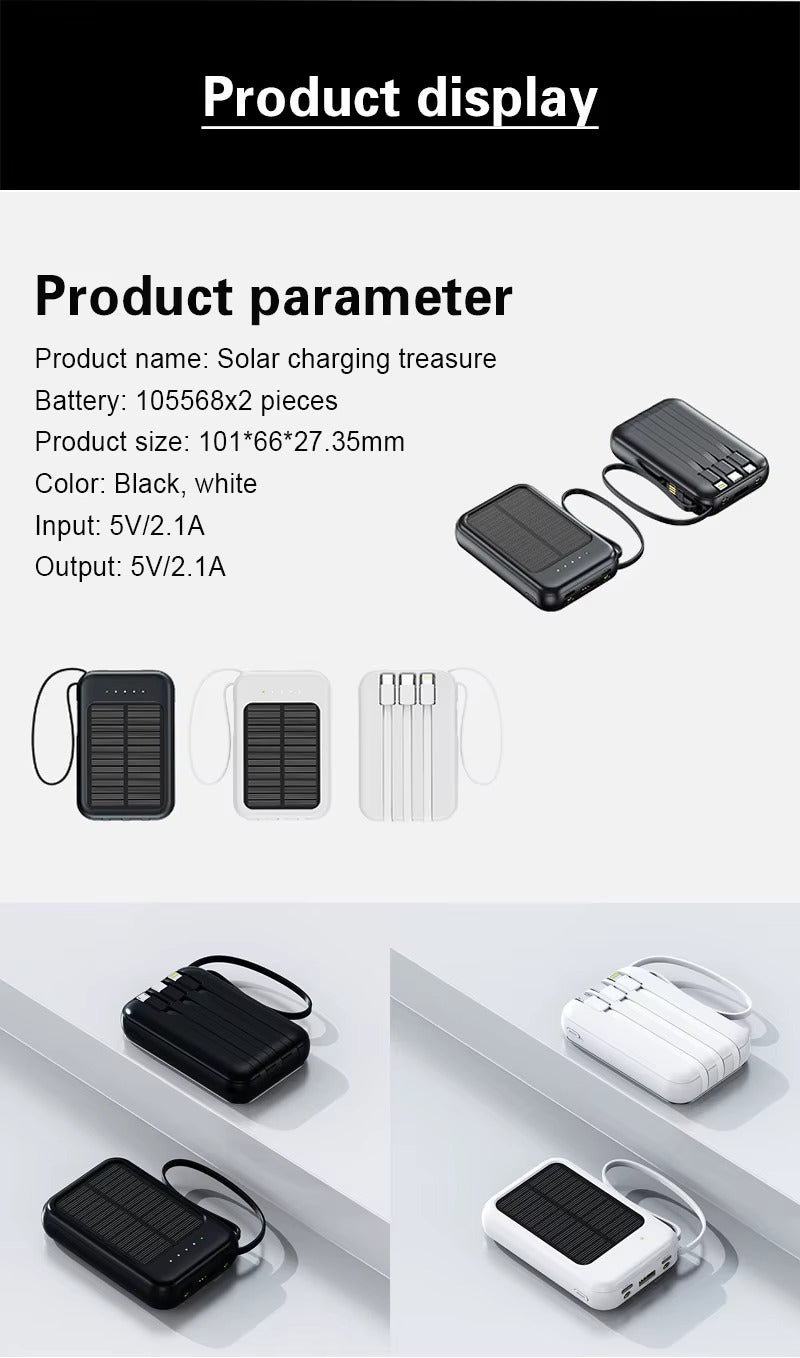 20000mAh Solar Power Bank Portable Fast USB LED Charger for iPhone, Android | 2025 New Design