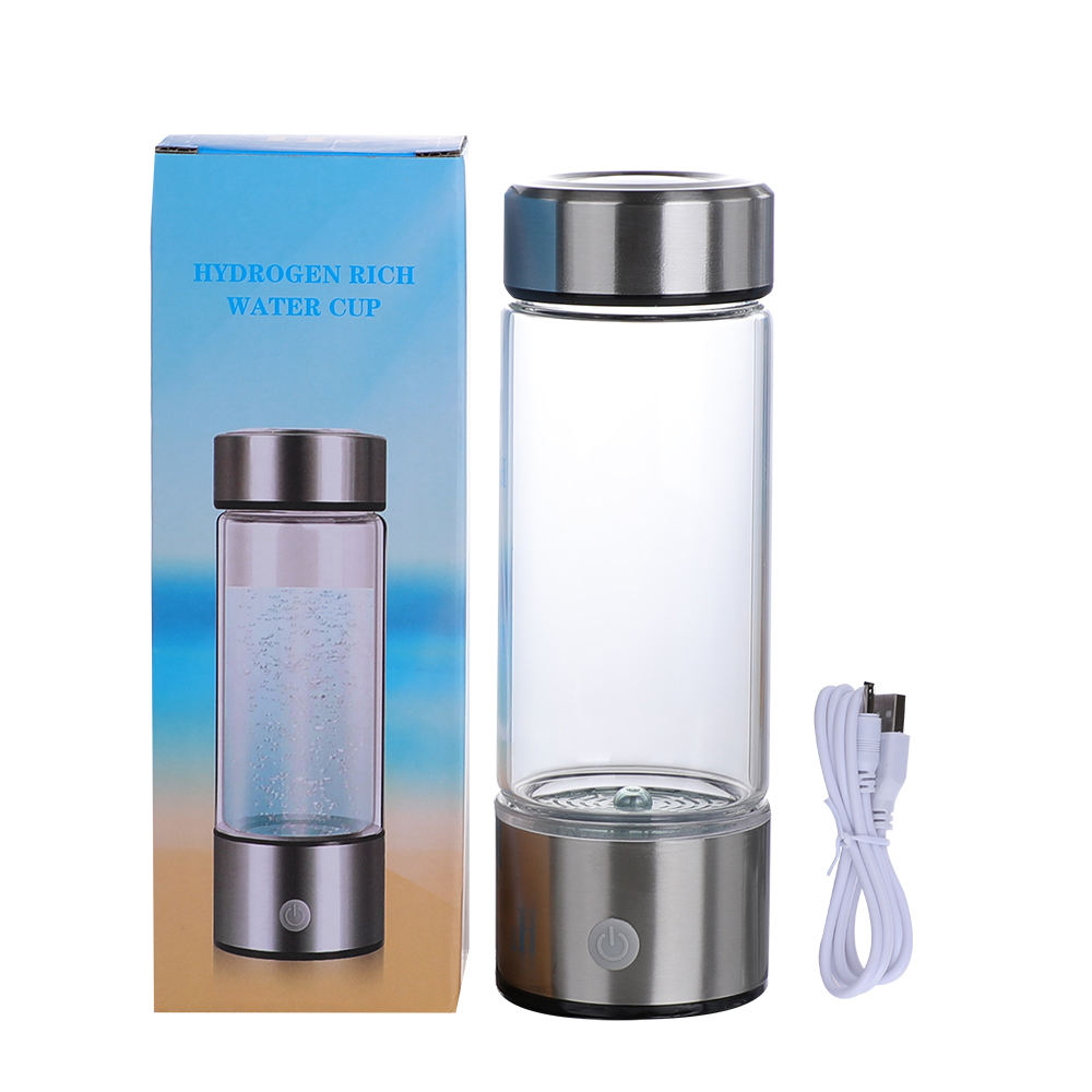 1600 ppb Hydrogen-ions Rich Water Bottle | 430 mL Portable Hydrogen Water Cup | Rechargeable Water Ionizer Machine | SPE Technology | Home/Office/Sports/Travel