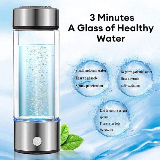 1600 ppb Hydrogen-ions Rich Water Bottle | 430 mL Portable Hydrogen Water Cup  | Rechargeable Water Ionizer Machine | SPE Technology | Home/Office/Sports/Travel