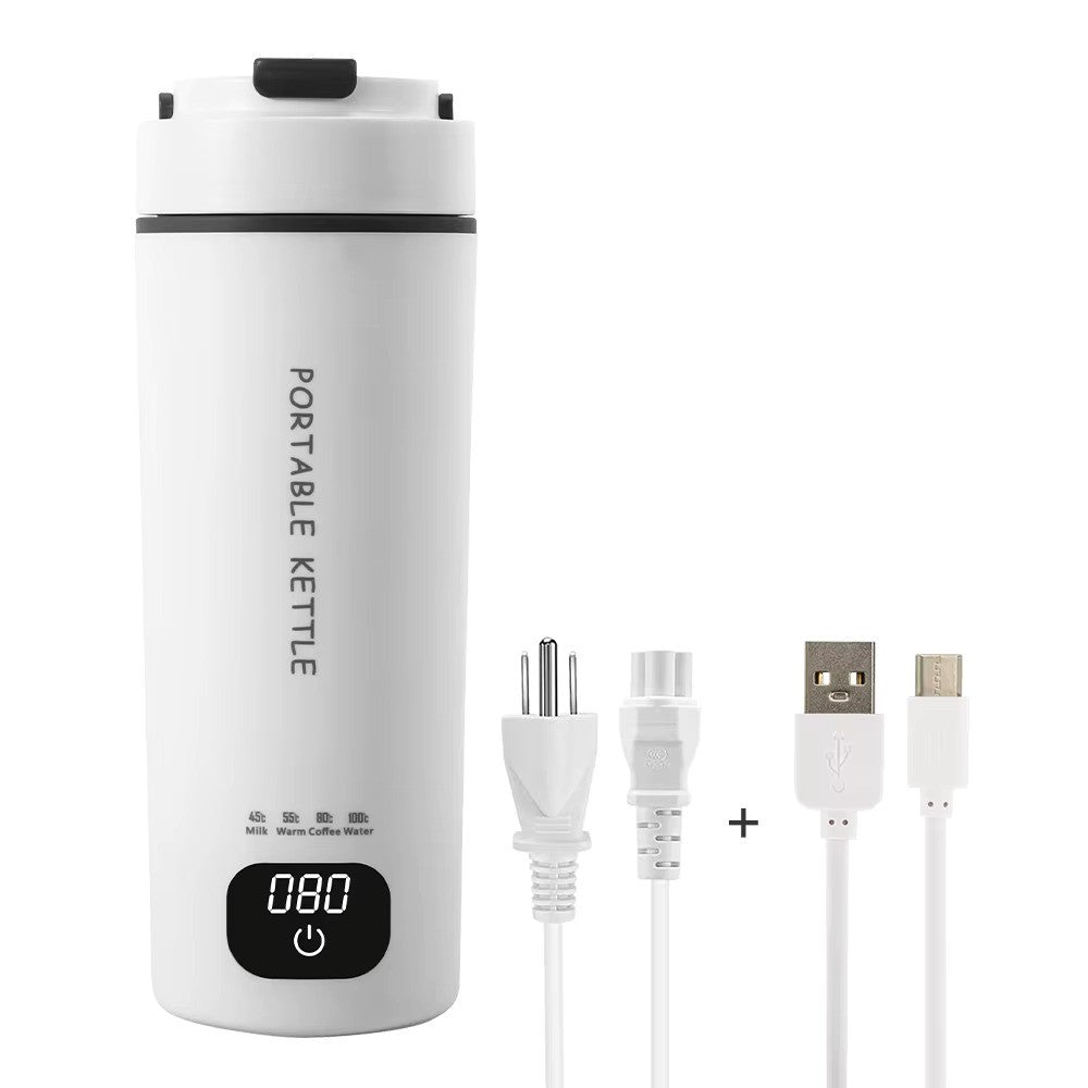 Digital Portable 450 mL Electric Water Bottle | Multiple Temperature Control | Biomaterial 304 Steel Grade | Travel Electric Water Kettle | AC-DC Power Supply | For Car/Travel/Indoor/Outdoor