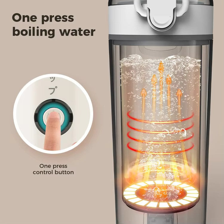 480 mL Portable Electric Kettle Travel Water Boiler Ac Powered Smart Water Bottle Stainless Steel Pot Auto Shut Off