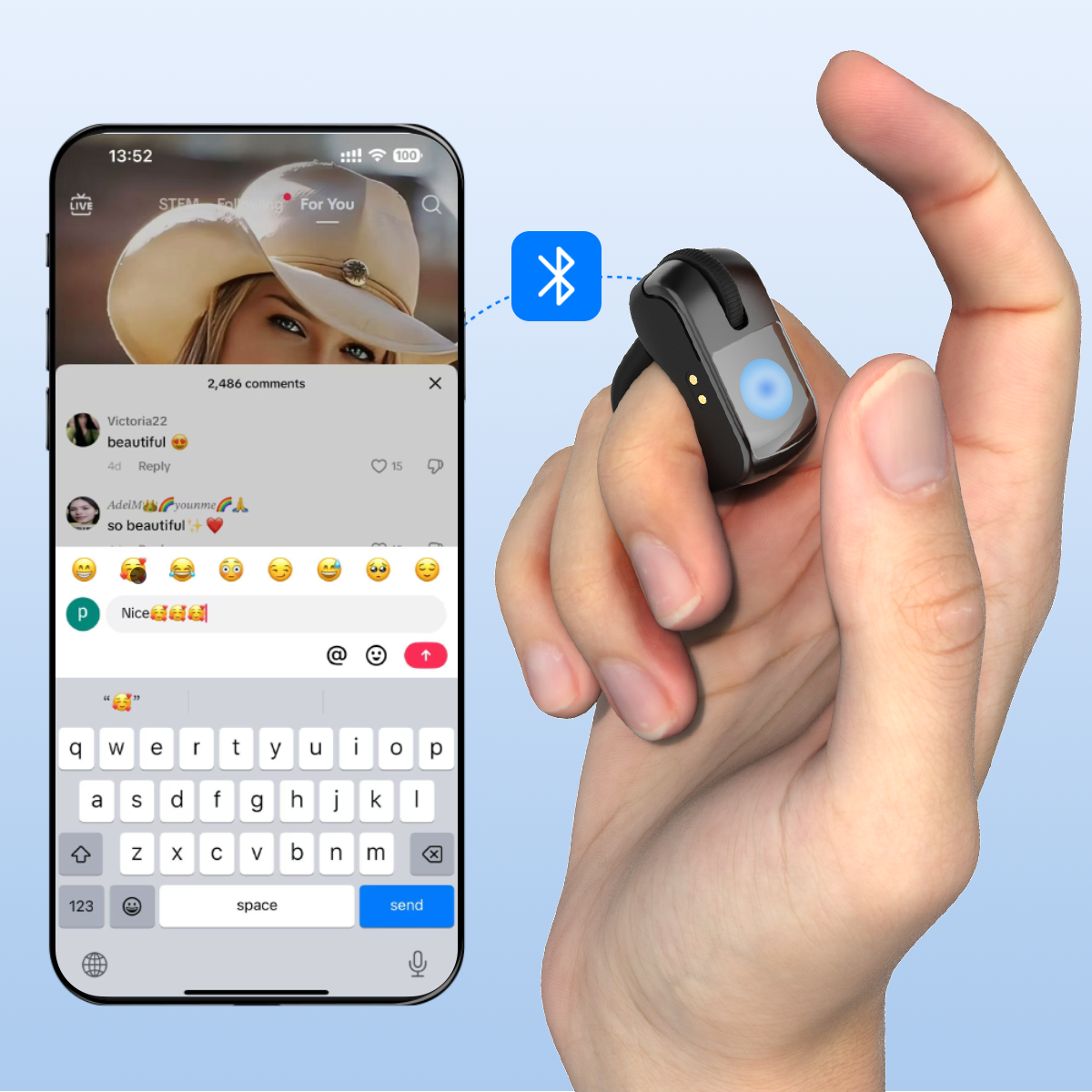 Wireless Mini Finger Mouse Optical Bluetooth Rechargeable Touchpad for Laptop iPhone Android Tablet PC