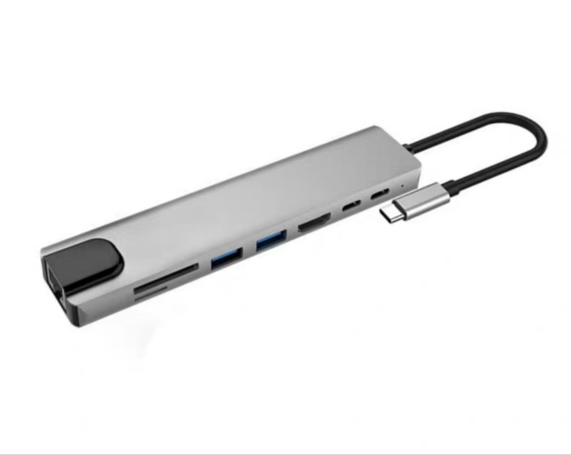 8-in-1 Type C Laptop Docking Station USB 3.00 RJ45 Network Adapter UHD 4K HDMI Micro SD TF OTG Adapter PD Charger