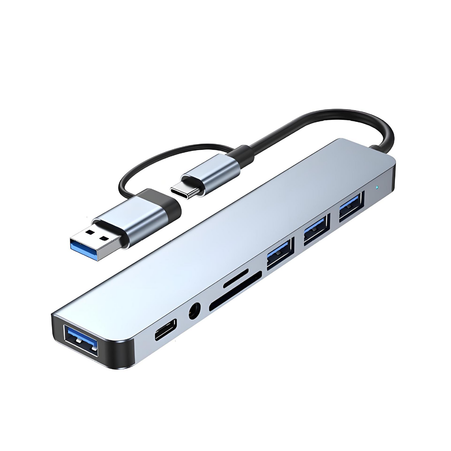 8-in-1 Laptop Docking Type C USB SD TF Card Reader Multifunction Splitter for Android/PC/Notebook/Laptop